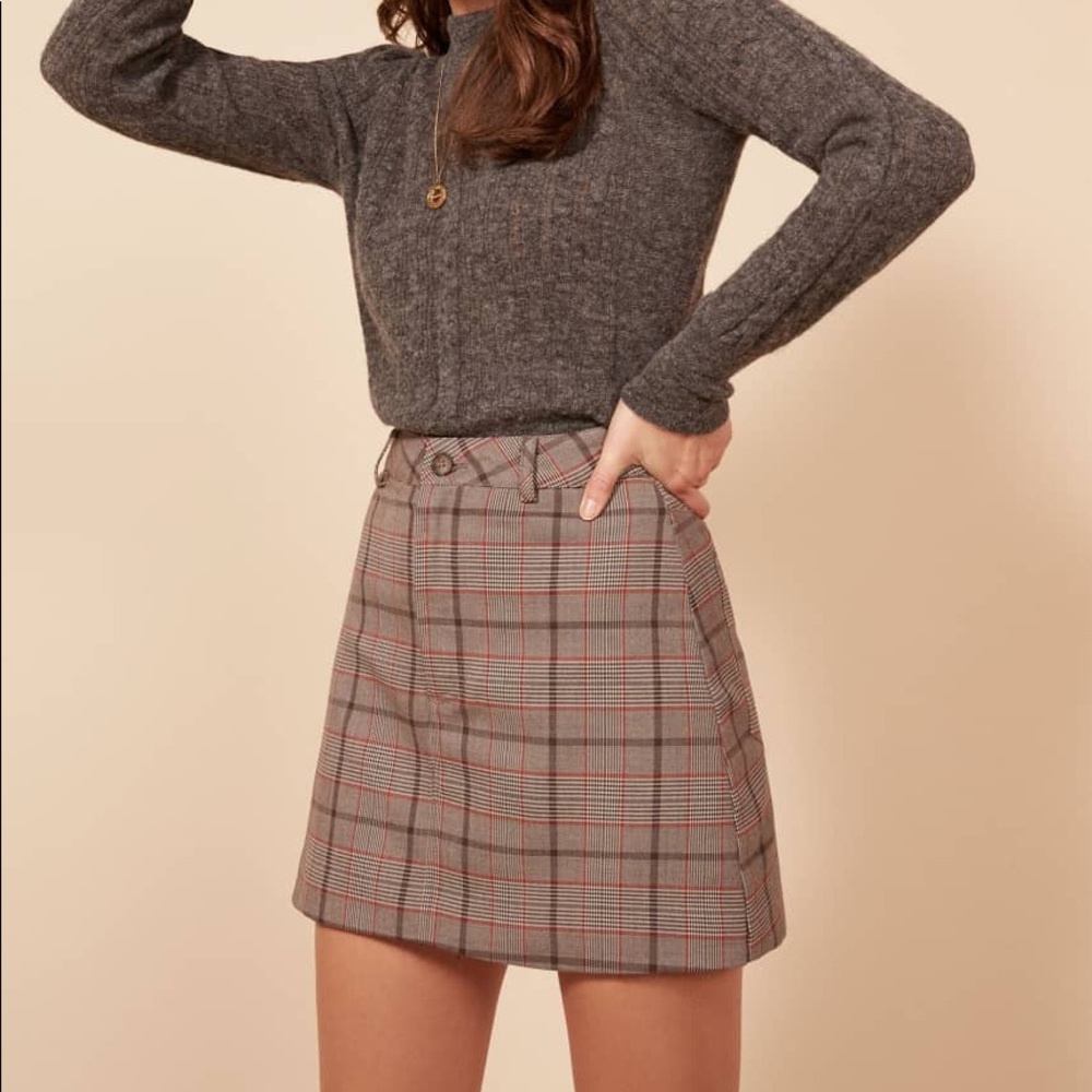 Trending Plaid FALL Reformation Gray Plaid Mini Skirt